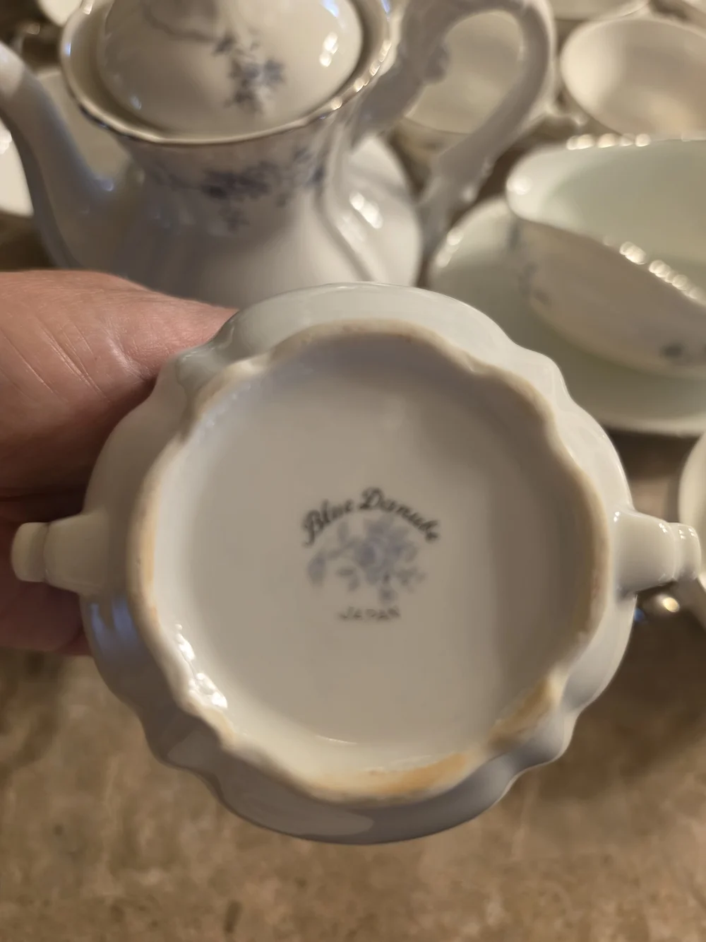 Elegant White Porcelain Tea Set with Blue Floral Accents 20 Pieces